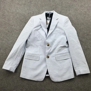 Vineyard Vines Blazer Boys 14 Blue White Striped Seersucker Ocean Breeze - Picture 1 of 12