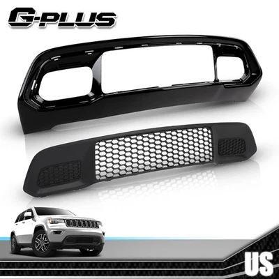 Fits Jeep Grand Cherokee 2017-2022 Front Lower Grille & Bumper Grill Bezel Black - Image 1 of 4