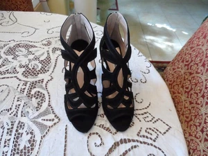 New Miu Miu Black Laser Cut Suede Heels Size 38B - Picture 1 of 24