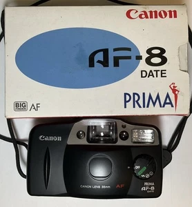 NEW Canon 35mm Prima AF-8 Vintage 35mm PS Camera Box And Manual Canon Owl - Picture 1 of 7