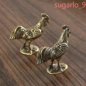 Brass Lucky Rooster Statues Miniature Desktop Decoration Crafts Accessories - Picture 1 of 3