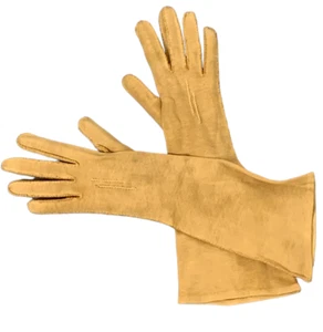 Vintage Senf Wildleder Trapunto Nähte 13" lange Handschuhe senf #92L - Bild 1 von 5