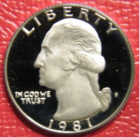 1981 S Washington Quarter Type 2 Clear S Gem Cameo Proof Clad Coin Cover