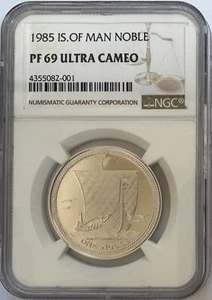 1985 Isle of Man 1 oz Platinum Noble NGC PF-69 UCAM - Picture 1 of 4