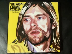 Bild POP ART Kurt Cobain, Nirvana, Poster Portrait  im Holzrahmen 25x25cm NEU - Picture 1 of 4