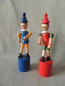 Vintage Pinocchio 2 wooden figurines on a base - Picture 1 of 11