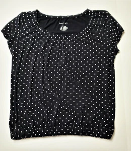 Liz Lange Maternity Top XL Black/White Polka Dot Fitted Short Sleeve Soft Knit - Picture 1 of 5