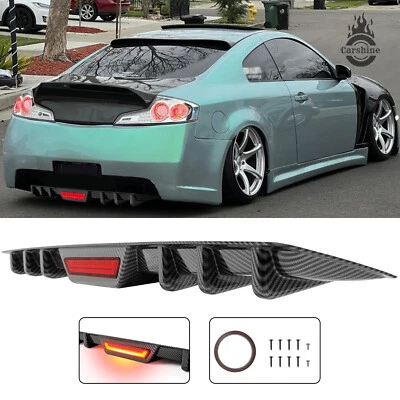 Carbon Fiber Rear Bumper Diffuser w/ LED Brake light For Infiniti G35 G37 G20G25 Foto 1 de 4