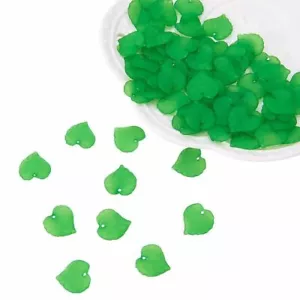 1650pcs Green Transparent Acrylic Leaf Pendants Frosted Dangle Charms 16x15mm - Picture 1 of 6