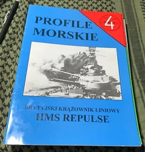 HMS REPULSE Profile Morskie DUAL TEXT POLISH TEXT ENGLISH CAPTION - Picture 1 of 4