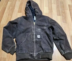 Carhartt Sandstone Jacket Quilt Lined Youth Large (10/12) YYJ130 DKB Dark Brown - Picture 1 of 4