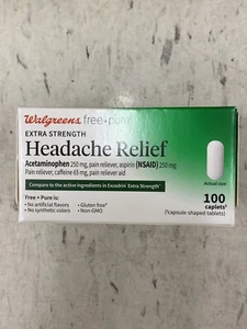 Walgreens Extra Strength Headache Relief 100 Caplets Compare to Excedrin~10/2026 - Picture 1 of 5