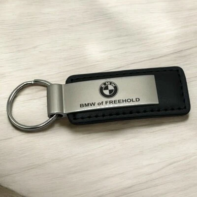 BMW Of Freehold NJ Leather & Metal Key Fob Key Ring Car Automobile Dealership - Image 1 of 4