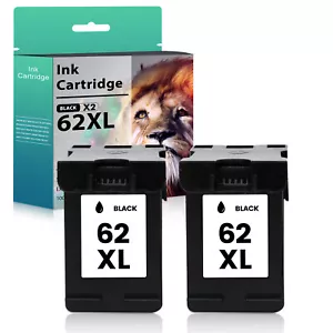 2PK for HP 62XL 2-Black Ink Cartridge ENVY 5547 5646 5644 5660 7640 7645 Series - Picture 1 of 5