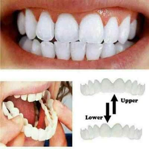 Snap On False Teeth Upper Lower Braces Dental Veneers Dentures Tooth Cover Set - Picture 1 of 13