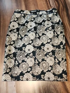Falda lápiz floral dorada negra para mujer Ann Taylor talla 2 nueva con etiquetas - Imagen 1 de 8