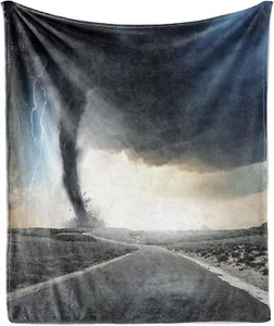 Soft Fleece Throw Blanket, Black Tornado Funnel Gas and Thunder Rolling - Picture 1 of 11