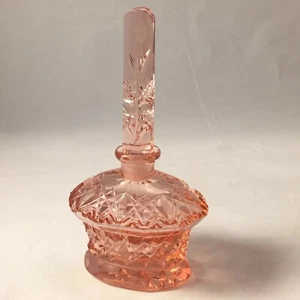 Vintage Pink Cut Glass Tall Faceted Perfume Bottle w/ Stopper - Picture 1 of 4