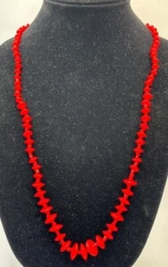 Bright Cherry Red Beaded Bakelike Necklace - Picture 1 of 2