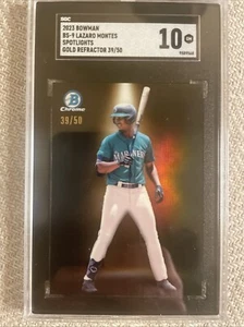 Lazaro Montes 2023 Bowman Chrome BS-9  Spotlight Gold Refractor /50 SGC 10 - Picture 1 of 2