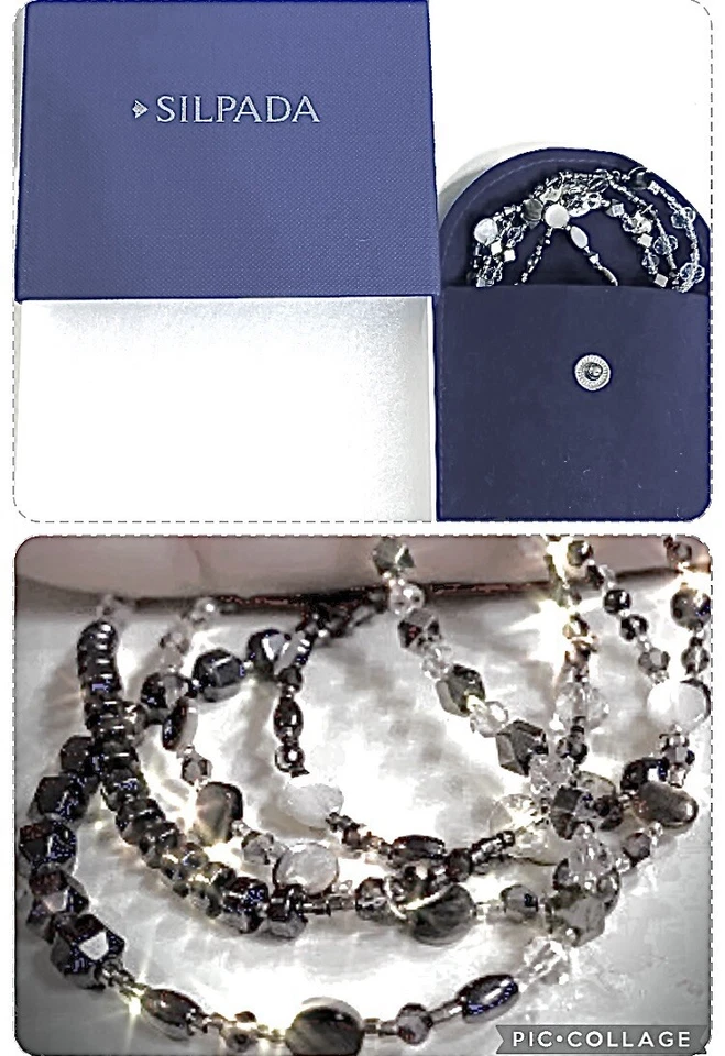 Silpada Hematite, Pearl Discs & Diamond Cut Clear Beaded Boho Necklace NWOT FIRM - Image 1 of 4