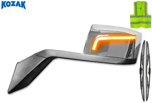 Chrome Hood Mirror Left w/ LED Turn Signal Compatible with Volvo VNL 2004-2017 - Foto 1 di 10
