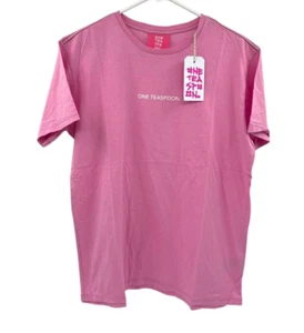 One Teaspoon Womens Candy Pink Logo Organic Cotton Crew Tee Shirt Size M NWT $72 - Picture 1 of 11