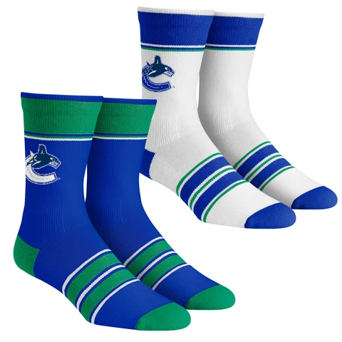 Youth Rock Em Socks Vancouver Canucks Multi-Stripe 2-Pack Team Crew Sock Set Cover