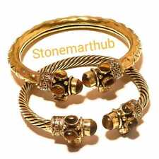 Tiger Eye Gemstone Brass Cuff Fashion 2pcs Bracelets Jewelry SMD262