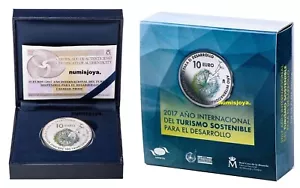 ESPAÑA 10 EUROS PLATA AÑO 2017 AÑO INTERNACIONAL DEL TURISMO SOSTENIBLE. RARA. - Bild 1 von 3