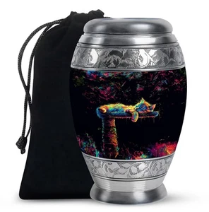 Cat Cremation Urn for Adult Human Ashes - Large Decorative 10 Inch Memorial Urn - Picture 1 of 4