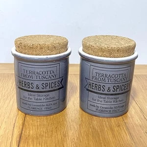 2 x Terracotta From Tuscany Herbs & Spices Jars Made in Florence Italy - Picture 1 of 6