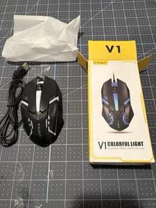 T-WOLF V1 Wired Gaming Mouse 3 Button 7 Colorful Backlight 1200 DPI Office Mouse - Picture 1 of 3