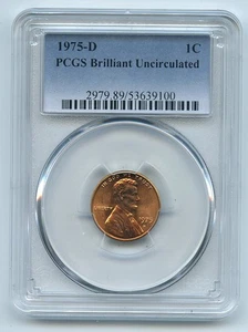 1975 D 1C Lincoln Cent PCGS Brilliant Uncirculated BU - Picture 1 of 1