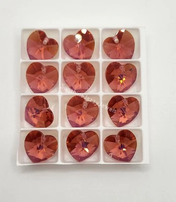 Colgante 12 piezas Swarovski Cristal Padparadscha AB 10mm Corazón 6202; Rosa Naranja Foto 1 de 2