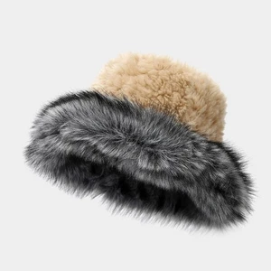 ‌Sombrero cubo de piel sintética para mujer esquí al aire libre invierno cálido esponjoso sombrero de pescador - Imagen 1 de 13