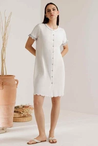 Camicia da notte clinica a manica corta in cotone Andra 9702 - Picture 1 of 1