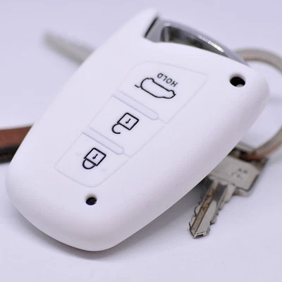MT-KEY KEYLESS Auto Schlüssel Hülle Cover Case Weiß für Hyundai Genesis Santa Fe