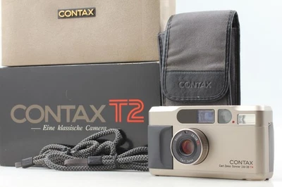 [MINT] W/Box Contax T2 Titan Silver 35mm Point Shoot Film Camera From JAPAN - Image 1 of 4