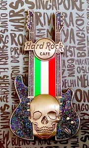 2022 HARD ROCK CAFE ITALY 3D SKULL GLAD GUITAR LE PIN - Picture 1 of 3