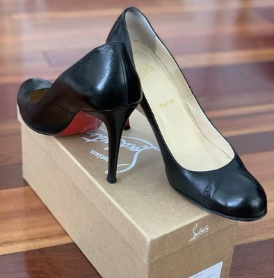 Christian Louboutin Cuero Negro Fifi 100 Zapato Tacón 41 Foto 1 de 4