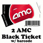 2 AMC Movie Theatres Black Ticket No Expiration With Barcode Read Description