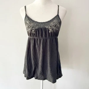 Abercrombie & Fitch Y2K Embroidered Lace Babydoll Tank Top Women Small Grunge - Picture 1 of 7