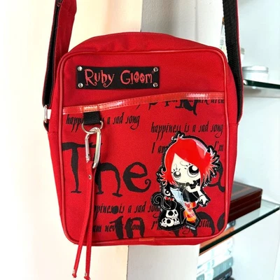 Vtg Y2k Ruby Gloom Small Crossbody Messenger Bag Red Black 2005 Hot Goth Emo - Image 1 of 4