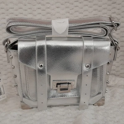 Silver Mini Messenger Bag Handbag No Boundaries NEW - Image 1 of 4
