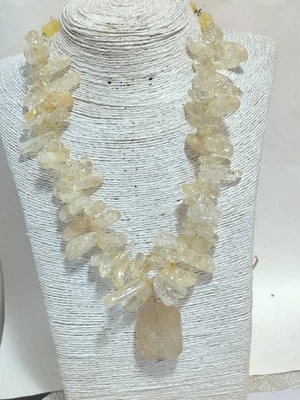 Collana Donna In Pietre Naturali Citrino, Con Ciondolo In Agata  Safari   - Immagine 1 di 3