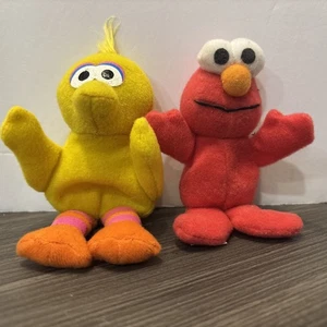 Vintage Applause Sesamstraße großer Vogel & Elmo Mini Plüsch Lot 4 Zoll - Bild 1 von 4