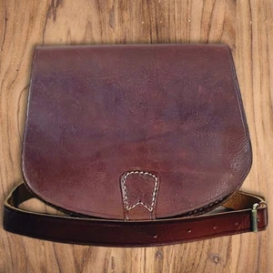 BOLSO BANDOLERA HECHO A MANO EN MARRUECOS CUERO PURO RÚSTICO BOHO CHIC - Imagen 1 de 5