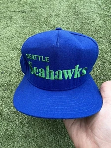 Vintage Seattle Seahawks AJD Spell Out Blue NFL SnapBack Hat Cap - Picture 1 of 9