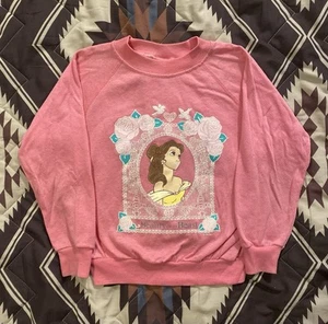 Vintage 90s Disney Beauty & The Beast Belle Toddler Sweatshirt Pink Girls Size 6 - Picture 1 of 8